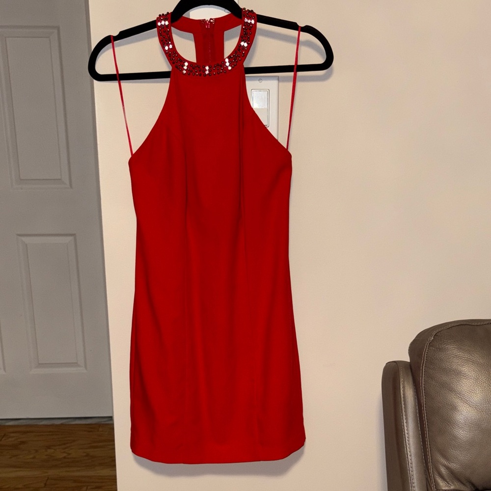 Elegant Red Halter Dress